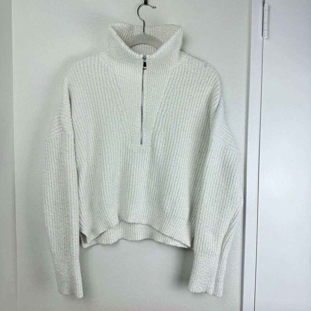 Abercrombie & Fitch Ivory Half-Zip Cable Knit Sweater